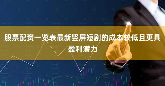 股票配资一览表最新竖屏短剧的成本较低且更具盈利潜力